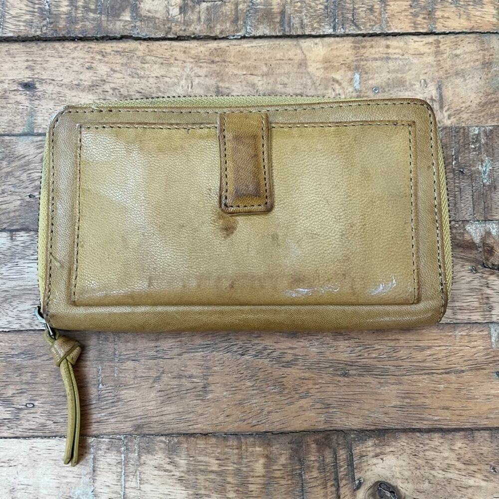 Rachel Roy Leather Zip-Around Wallet Mustard Yellow
